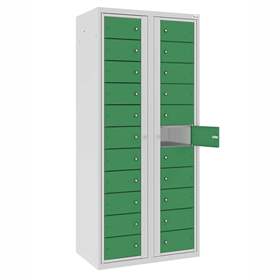 Wäscheausgabeschrank (22 Fächer) , HxBxT: 1800x800x500 mm, Korpus Lichtgrau RAL7035/Türfarbe Grün RAL6011
