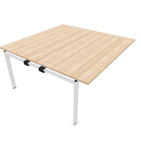 Büro-Schreibtisch SQart beidseitig, Erweiterungsmodul, Gestell weiß, Arbeitsplatte Akazie, B x T: 1600 x 1600 mm