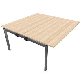 Stůl kancelářský SQart oboustranný, přídavný, podnoží stříbrošedé (RAL9006), pracovní deska akácie, š x h: 1600 x 1600 mm