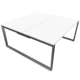 Büro-Schreibtisch SQart beidseitig, Gestell Weißaluminium (RAL9006), Arbeitsplatte weiß, B x T: 1600 x 1600 mm