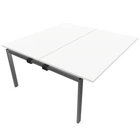 Büro-Schreibtisch SQart beidseitig, Erweiterungsmodul, Gestell Weißaluminium (RAL9006), Arbeitsplatte weiß, B x T: 1600 x 1600 mm