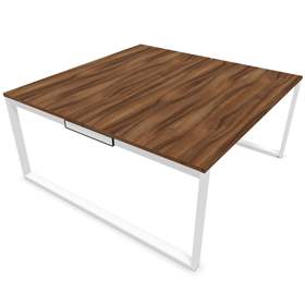 Stůl kancelářský SQart oboustranný, podnoží bílé, pracovní deska ořech, š x h: 1600 x 1600 mm