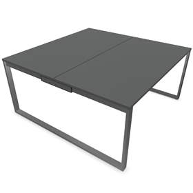 Büro-Schreibtisch SQart beidseitig, Gestell Weißaluminium (RAL9006), Arbeitsplatte dunkelgrau, B x T: 1600 x 1600 mm