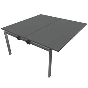 Büro-Schreibtisch SQart beidseitig, Erweiterungsmodul, Gestell Weißaluminium (RAL9006), Arbeitsplatte dunkelgrau, B x T: 1600 x 1600 mm