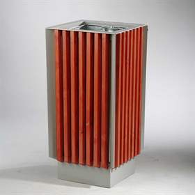 Abfallsammler, Holzlattenverkleidung Farbton Mahagon,Volumen 65 l, Höhe 800 mm