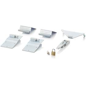 Verschliesssystem für BigBoxen: 2 Feststellscharniere, 1 Spannverschluss, 1 Vorhängeschloss