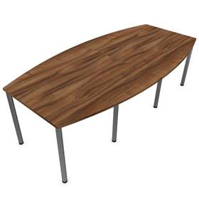 Konferenztisch, Fassform, Farbe Nussbaum, B x T: 2400 x 1200 mm