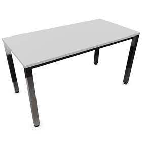 Besprechungstisch, Farbe Lichtgrau, B x T: 1400 x 700 mm, eckiges Säulen-Gestell, glänzend