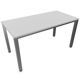 Besprechungstisch, Farbe Lichtgrau, B x T: 1400 x 700 mm, eckiges Säulen-Gestell, matt