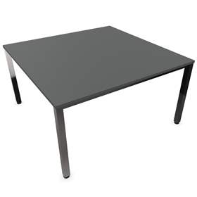 Besprechungstisch, Farbe Dunkelgrau, B x T: 1400 x 1400 mm, eckiges Säulen-Gestell, glänzend