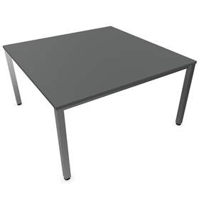 Besprechungstisch, Farbe Dunkelgrau, B x T: 1400 x 1400 mm, eckiges Säulen-Gestell, matt