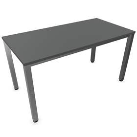 Besprechungstisch, Farbe Dunkelgrau, B x T: 1400 x 700 mm, eckiges Säulen-Gestell, matt