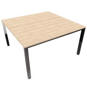 Besprechungstisch, Farbe Akazie, B x T: 1400 x 1400 mm, eckiges Säulen-Gestell, glänzend