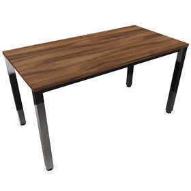 Besprechungstisch, Farbe Nussbaum, B x T: 1400 x 700 mm, eckiges Säulen-Gestell, glänzend