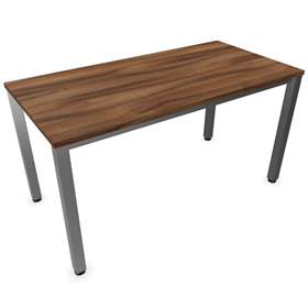 Besprechungstisch, Farbe Nussbaum, B x T: 1400 x 700 mm, eckiges Säulen-Gestell, matt