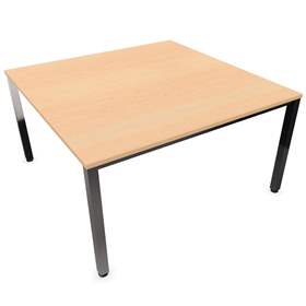 Besprechungstisch, Farbe Ahorn, B x T: 1400 x 1400 mm, eckiges Säulen-Gestell, glänzend