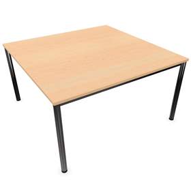 Besprechungstisch, runde Tischbeine, glänzend, Farbe Ahorn, B x T: 1400 x 1400 mm