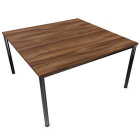 Besprechungstisch, runde Tischbeine, glänzend, Farbe Nussbaum, B x T: 1400 x 1400 mm