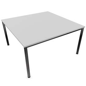 Besprechungstisch, runde Tischbeine, glänzend, Farbe Lichtgrau, B x T: 1400 x 1400 mm