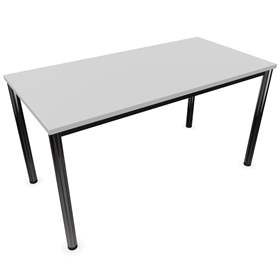 Besprechungstisch, runde Tischbeine, glänzend, Farbe Lichtgrau, B x T: 1400 x 700 mm