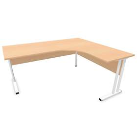 Büro-Schreibtisch 'L'-Form, Gestell 'C' weiß, Farbe Ahorn, rechts, B: 1800 x 1600 mm