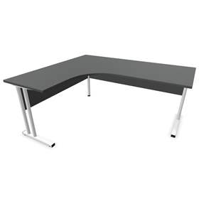 Büro-Schreibtisch 'L'-Form, Gestell 'C', weiß, Farbe Dunkelgrau, links, B: 1800 x 1600 mm