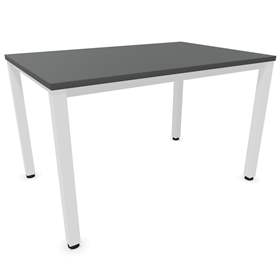 Büro-Schreibtisch, eckiges Säulen-Gestell, weiß, Farbe Dunkelgrau, B x T: 1200 x 800 mm