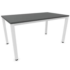 Büro-Schreibtisch, eckiges Säulen-Gestell, weiß, Farbe Dunkelgrau, B x T: 1400 x 800 mm