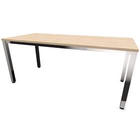 Büro-Schreibtisch, eckiges Säulen-Gestell, glänzend, Farbe Akazie, B x T: 1800 x 800 mm