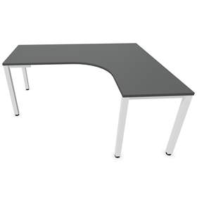 Büro-Schreibtisch 'L'-Form, Säulengestell-eckig, weiß, Farbe Dunkelgrau, rechts, B: 1800 x 1600 mm