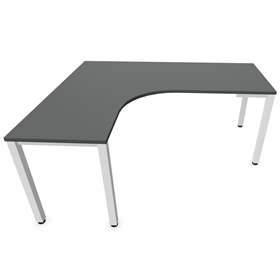 Stůl kancelářský ve tvaru 'L', podnoží hranaté, bílé, barva tmavě šedá, levé, š: 1800 x 1600 mm