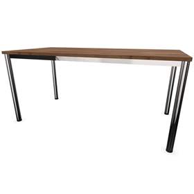 Stůl kancelářský, rovný, podnoží kulaté lesklé, barva ořech, š x h: 1600 x 800 mm