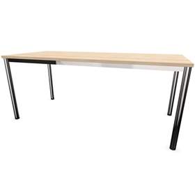 Büro-Schreibtisch, runde Tischbeine, glänzend, Farbe Akazie, B x T: 1800 x 800 mm