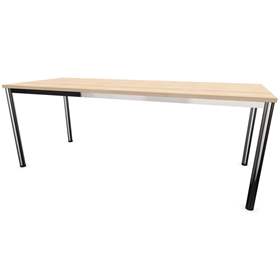 Büro-Schreibtisch, runde Tischbeine, glänzend, Farbe Akazie, B x T: 2000 x 800 mm