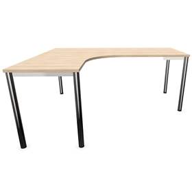 Büro-Schreibtisch 'L'-Form, Säulengestell-rund, glänzend, Farbe Akazie, B: 1800 x 1600 mm