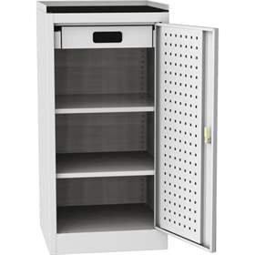 Příruční dílenská skříňka, v x š h: 1030 x 500 x 500 mm, 1 x zásuvka, 2 x police, barva šedá RAL7035/ šedá RAL7035