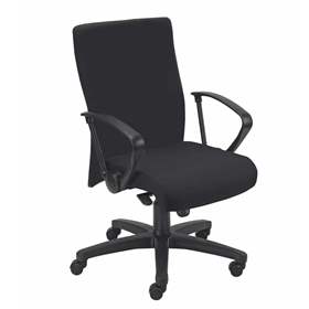 Bürodrehstuhl NEO, mit breitem Sitz und Armlehnen, Fußkreuz aus Nylon, Bezugsmaterial Basic - schwarz