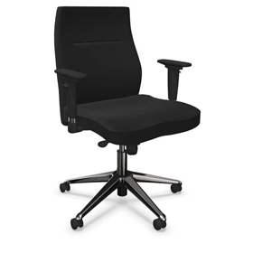 Profi-Bürodrehstuhl ORLANDO mit Armlehnen, Stahl-Fußkreuz verchromt, Bezugsmaterial Basic - Frabe schwarz