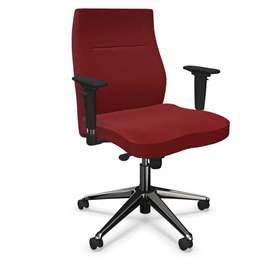 Profi-Bürodrehstuhl ORLANDO mit Armlehnen, Stahl-Fußkreuz verchromt, Bezugsmaterial Basic - Frabe rot