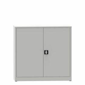 Dulap metalic cu polițe și uși batante birou arhiva atelier demontat dezasamblat HxLxl 1150 x 1200 x 400 mm gri RAL7035