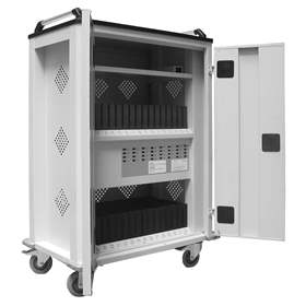 Tablet-Ladewagen, 32 Fächer, BxTxH: 730x440x1050 mm, Türfarbe Grau RAL7035