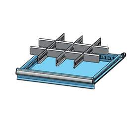 Vnútorné delenie zásuviek z pozinkovaného plechu 3 x 3, pre zásuvky 612 x 612 x 200 - 250 mm
