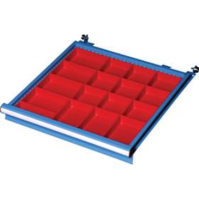 Facheinsatz aus Kunststoff, Rot, 17-teilig, für Schubladen 459 x 459 mm