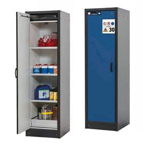 Sicherheitsschrank -30 Minuten, BxTxH: 564x620x1947 mm, 3 Fachböden, 1 Bodenwanne, Tür Blau