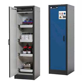 Sicherheitsschrank -30 Minuten, BxTxH: 564x620x1947 mm, 4 Auszüge, Tür Blau