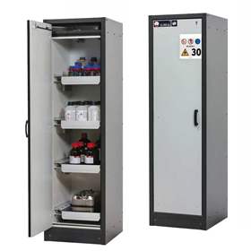 Sicherheitsschrank -30 Minuten, BxTxH: 564x620x1947 mm, 4 Auszüge, Tür Grau