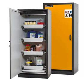 Bezpečnostní skříň na chemikálie 30 min., 4 zásuvky, š. 864 mm, dveře žluté