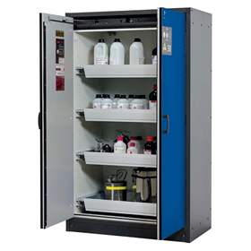 Sicherheitsschrank -30 Minuten, BxTxH: 1164x620x1947 mm, 4 Auszüge, blaue Türen