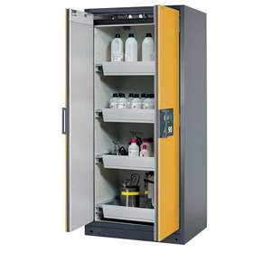 Bezpečnostní skříň na chemikálie 90 min., 4 zásuvky, š. 900 mm, TSA/AGT, dveře žluté