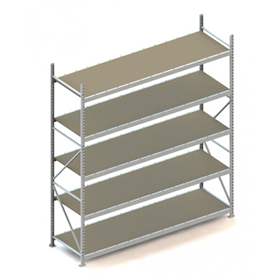 Regál zásuvný MINI-RACK, V: 3000 mm, 5 polic 2600 x 800 mm z dřevotřísky, nosnost 490 kg, základní